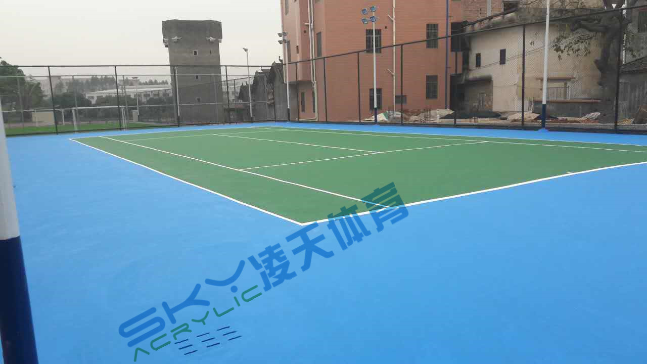 丙烯酸球场案例：广州市增城石迳村丙烯酸网球